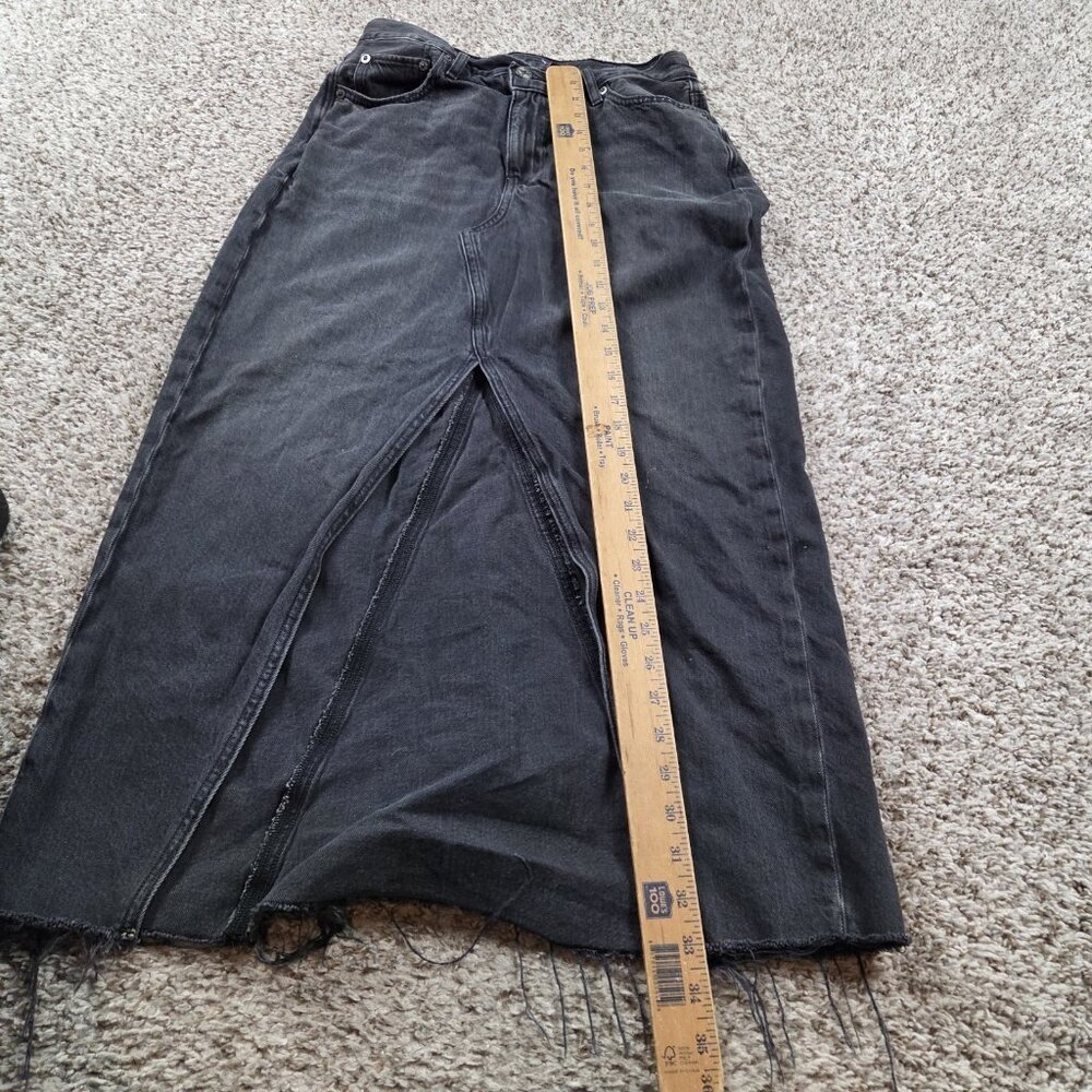 American Eagle Maxi Denim Skirt Womens 6 High Slit Raw Hem - Picture 3 of 6